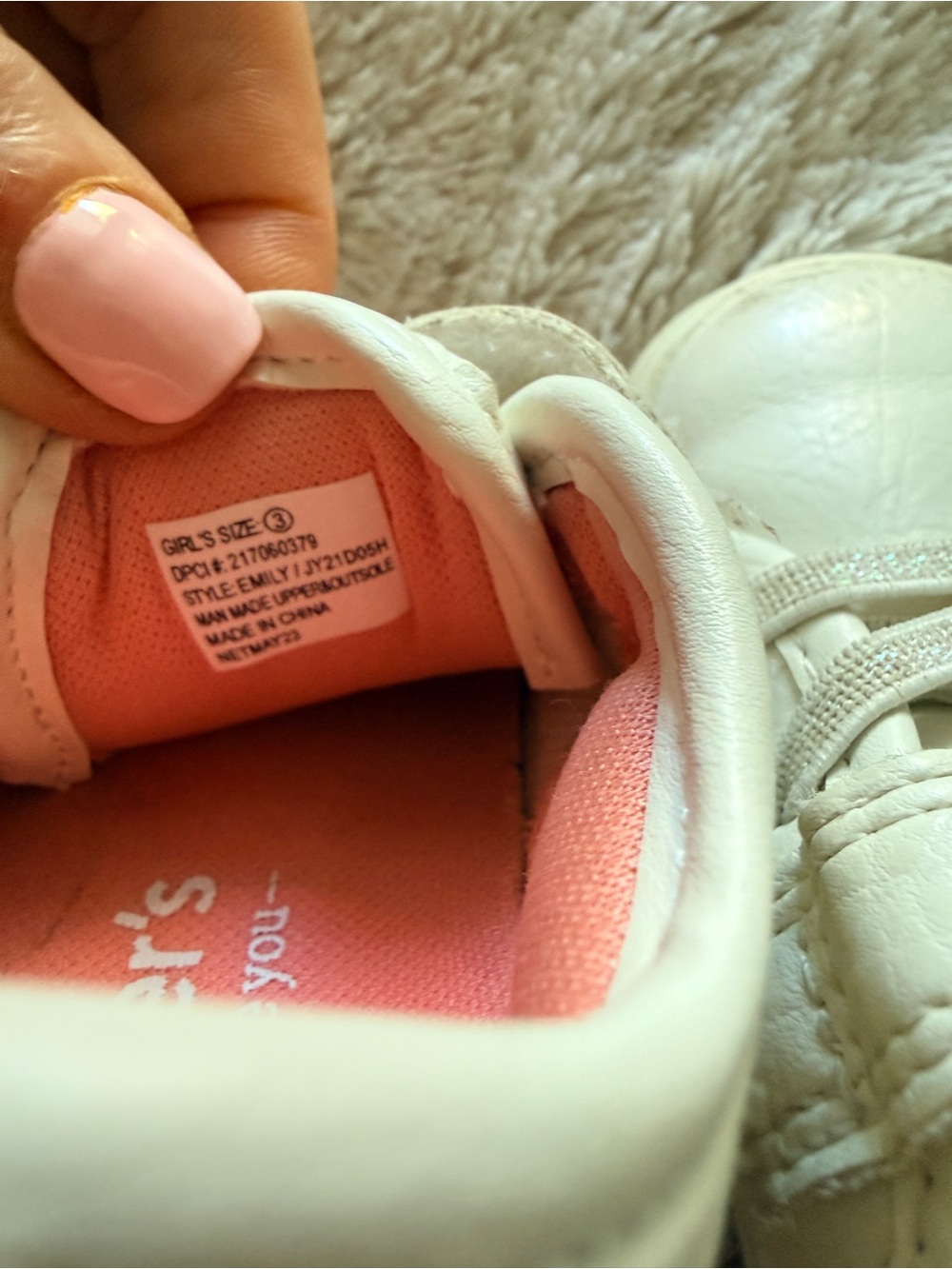 Carter's White and Pink Girls Sneakers